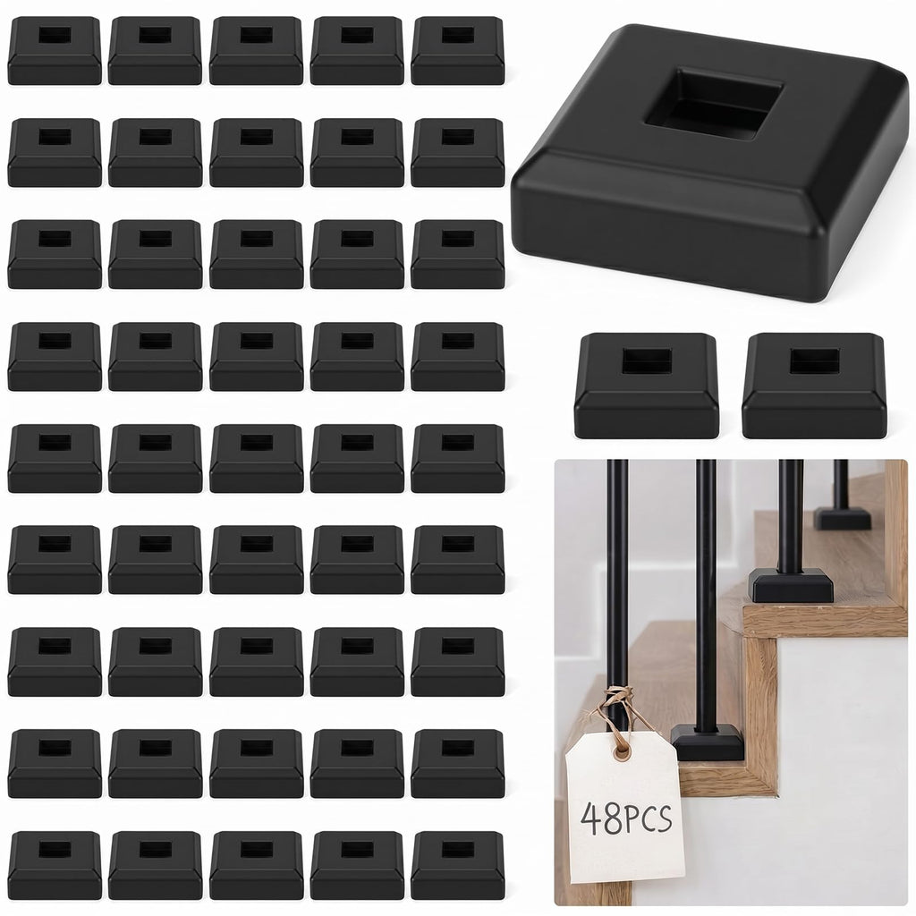 48 Pcs 1/2'' Baluster Shoe Aluminum Flat Shoes Modern Matte Black