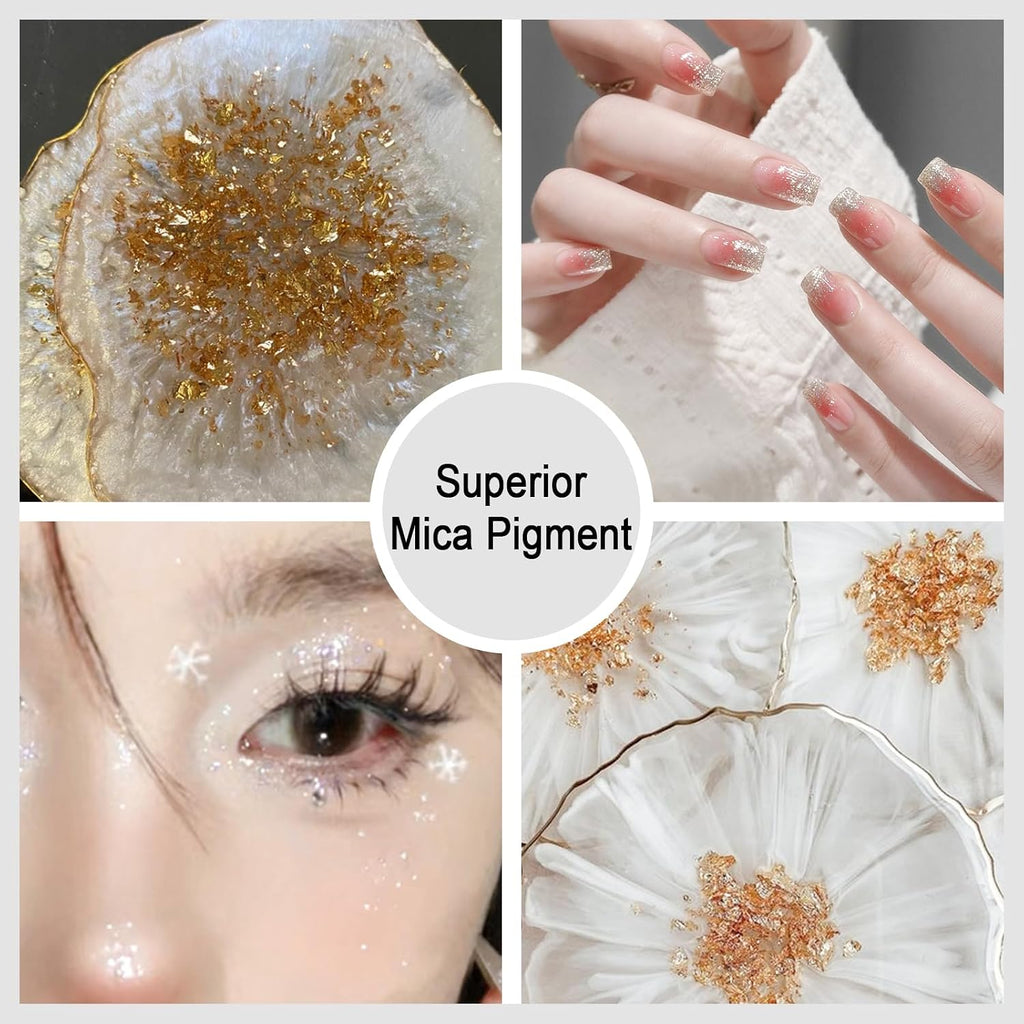 White Glitter Mica Powder, 0.7oz/20g Premium Resin Glitter Powder | Natural Epoxy Resin Color Pigment for Candle