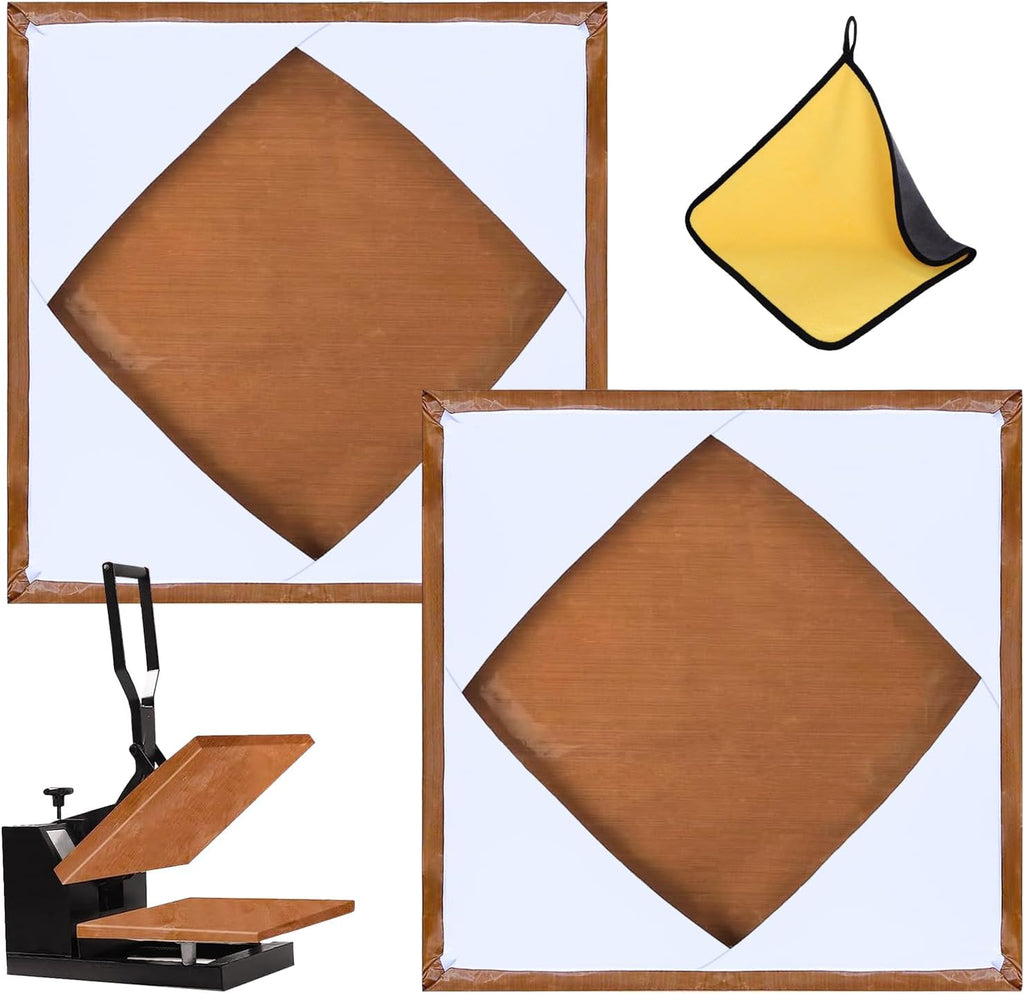 Heat Press Covers 15 x 15 Inch for Top and Bottom Platens | 2 Pcs Heat Press Platen Wrap Cover Reusable Teflon Sheets