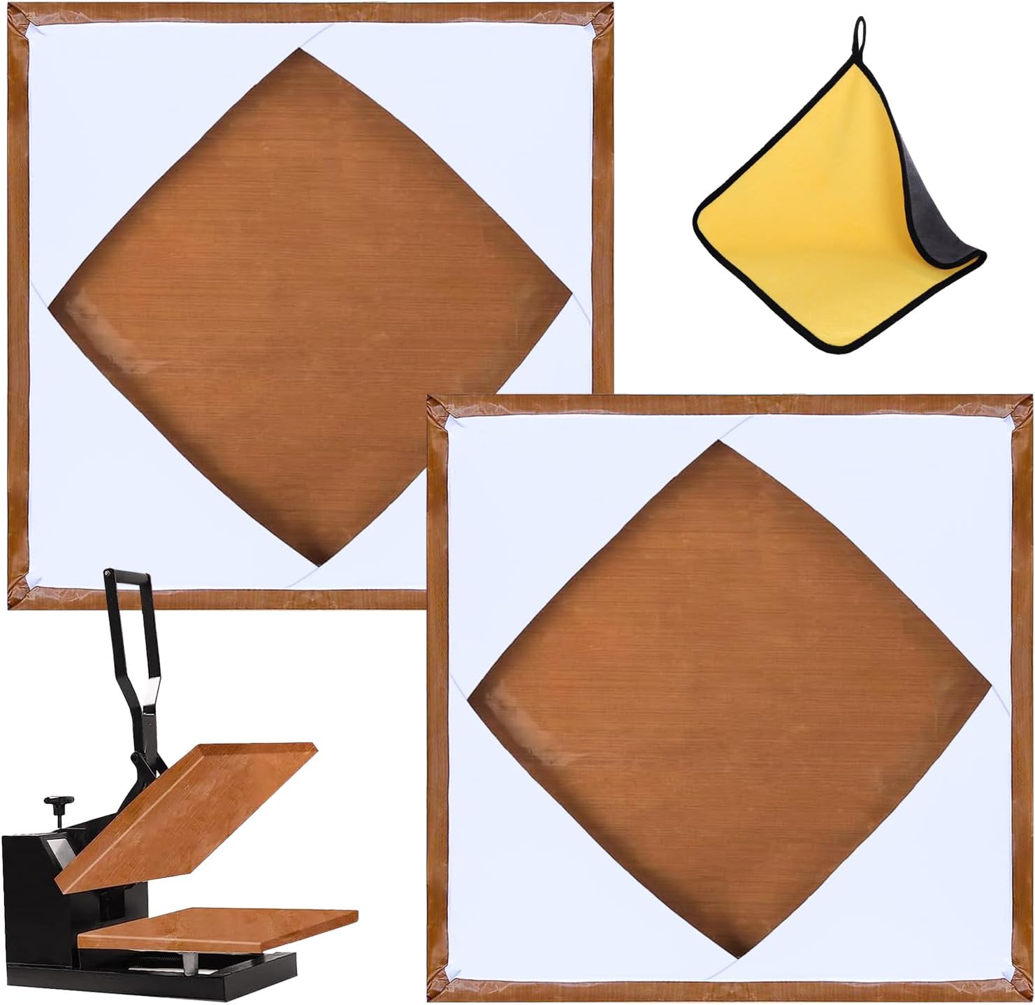 Heat Press Covers 15 x 15 Inch for Top and Bottom Platens | 2 Pcs Heat Press Platen Wrap Cover Reusable Teflon Sheets
