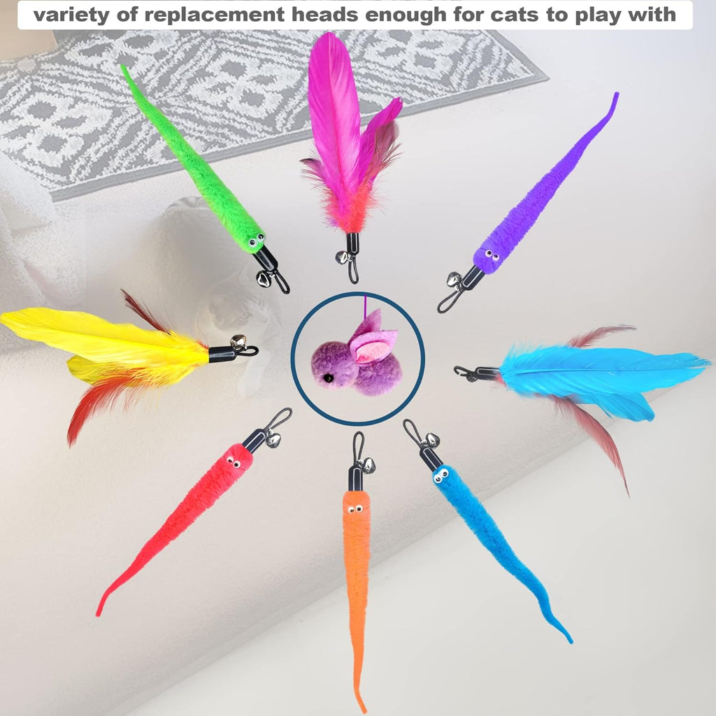 Cat Toys Interactive for Indoor Cats,2PCS Retractable Cat Wand,9PCS Teaser Toys&1PCS Hanging Door Lure Kitten