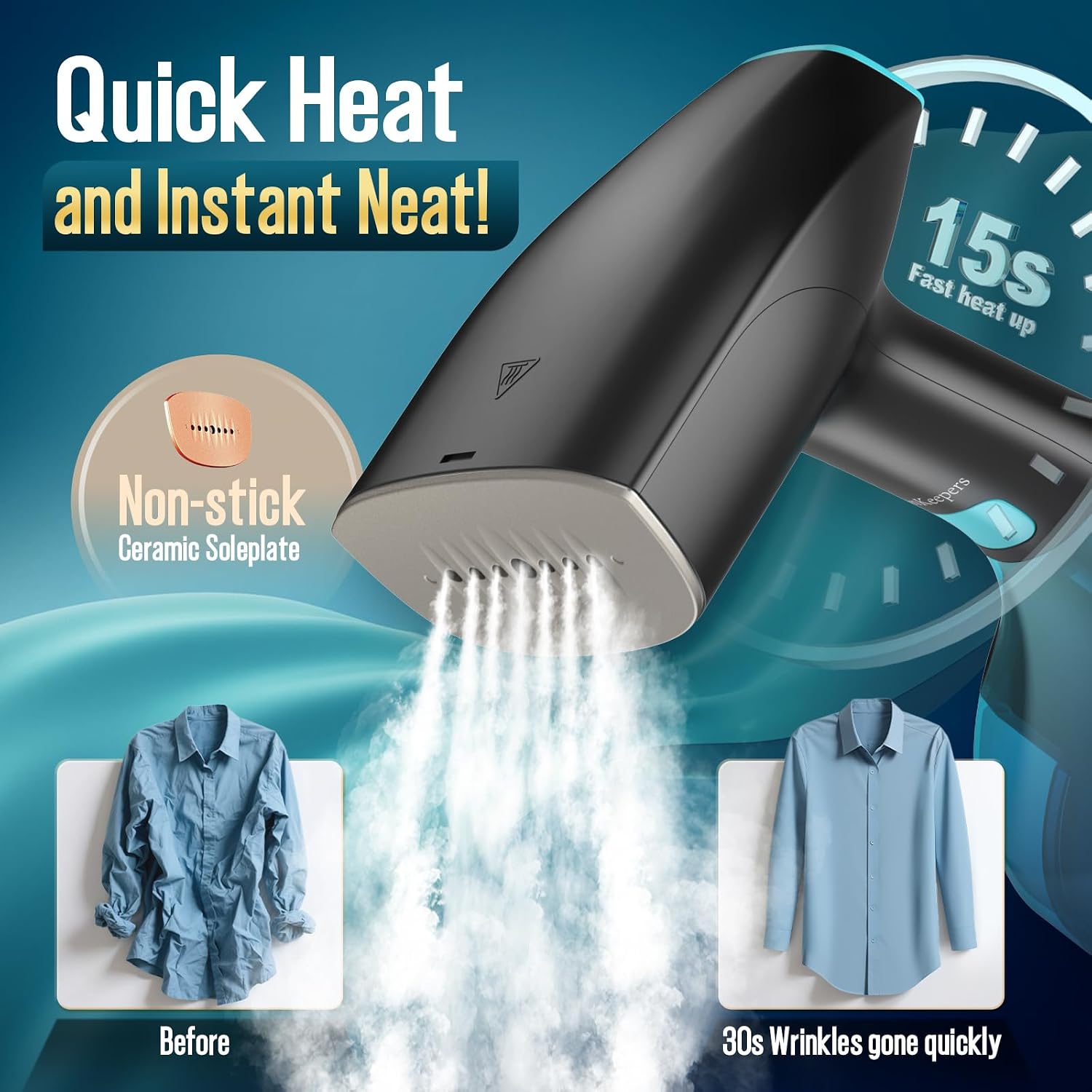 Steamer for Clothes - 1900W Strong Penetrating Steam & Fast Wrinkle Remover Portable Handheld Garment Steamer 3 Steam