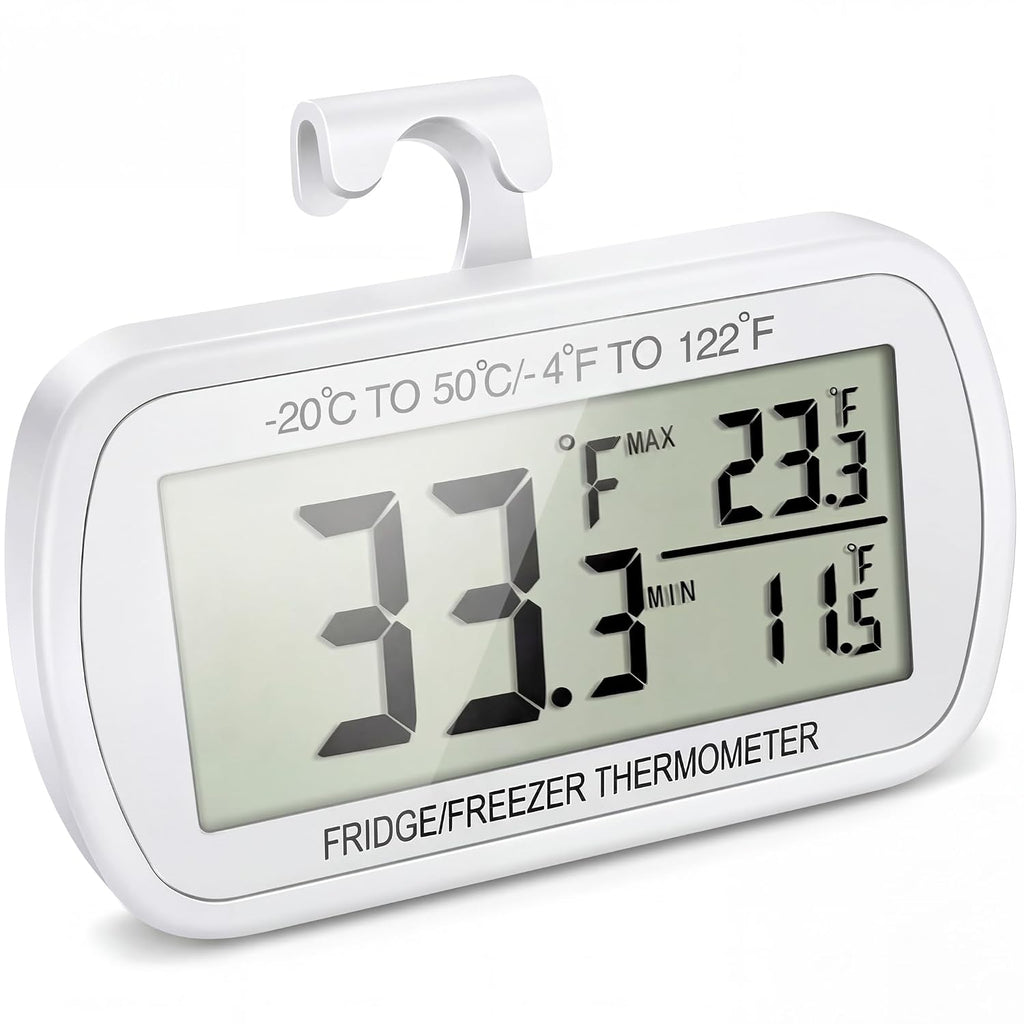 Waterproof Refrigerator Fridge Thermometer, Digital Freezer Room Thermometer, Max/Min Record Function Large LCD