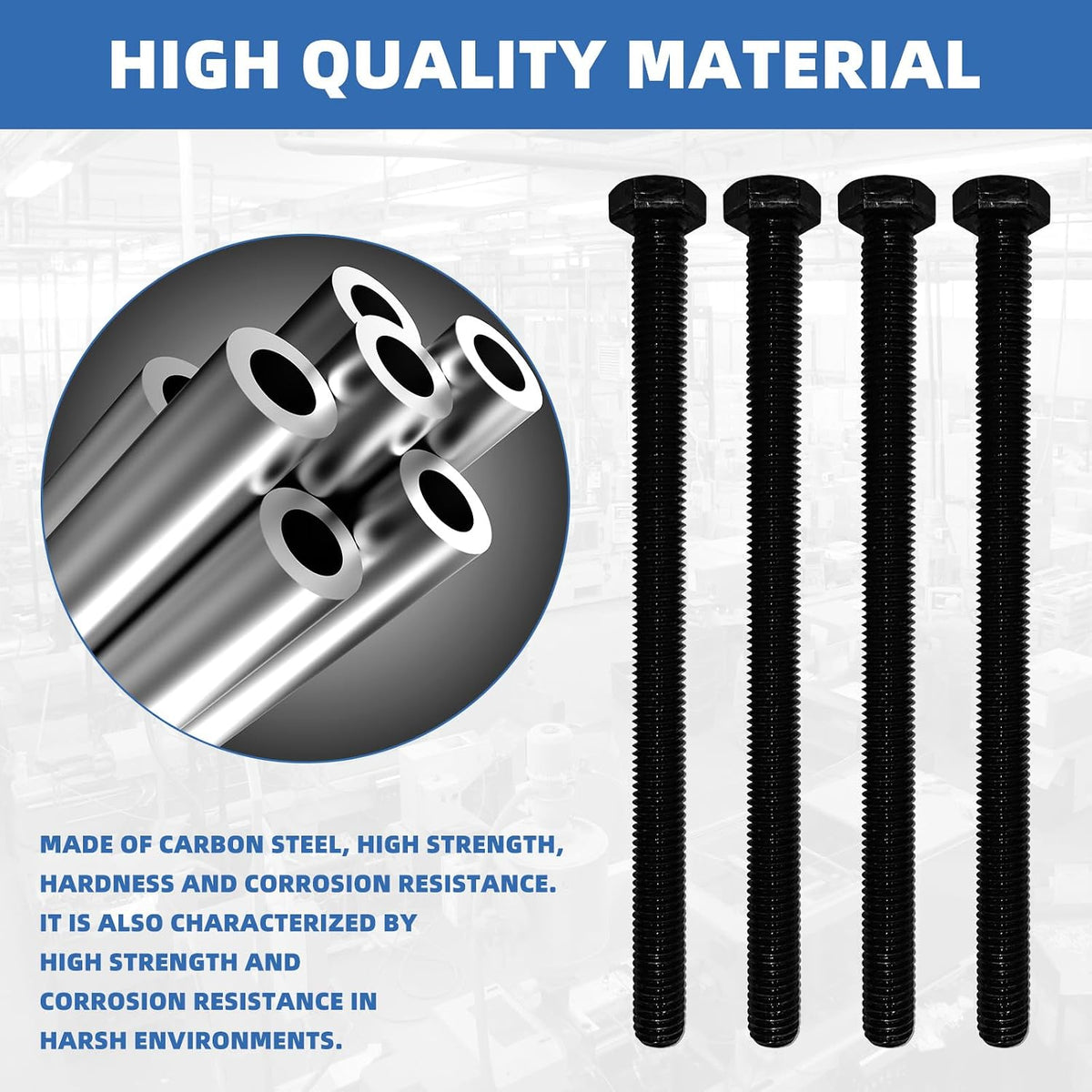 24Pcs (8 Sets) M10 x 150mm Hex Head Screw Bolt with Nuts Flat Washers