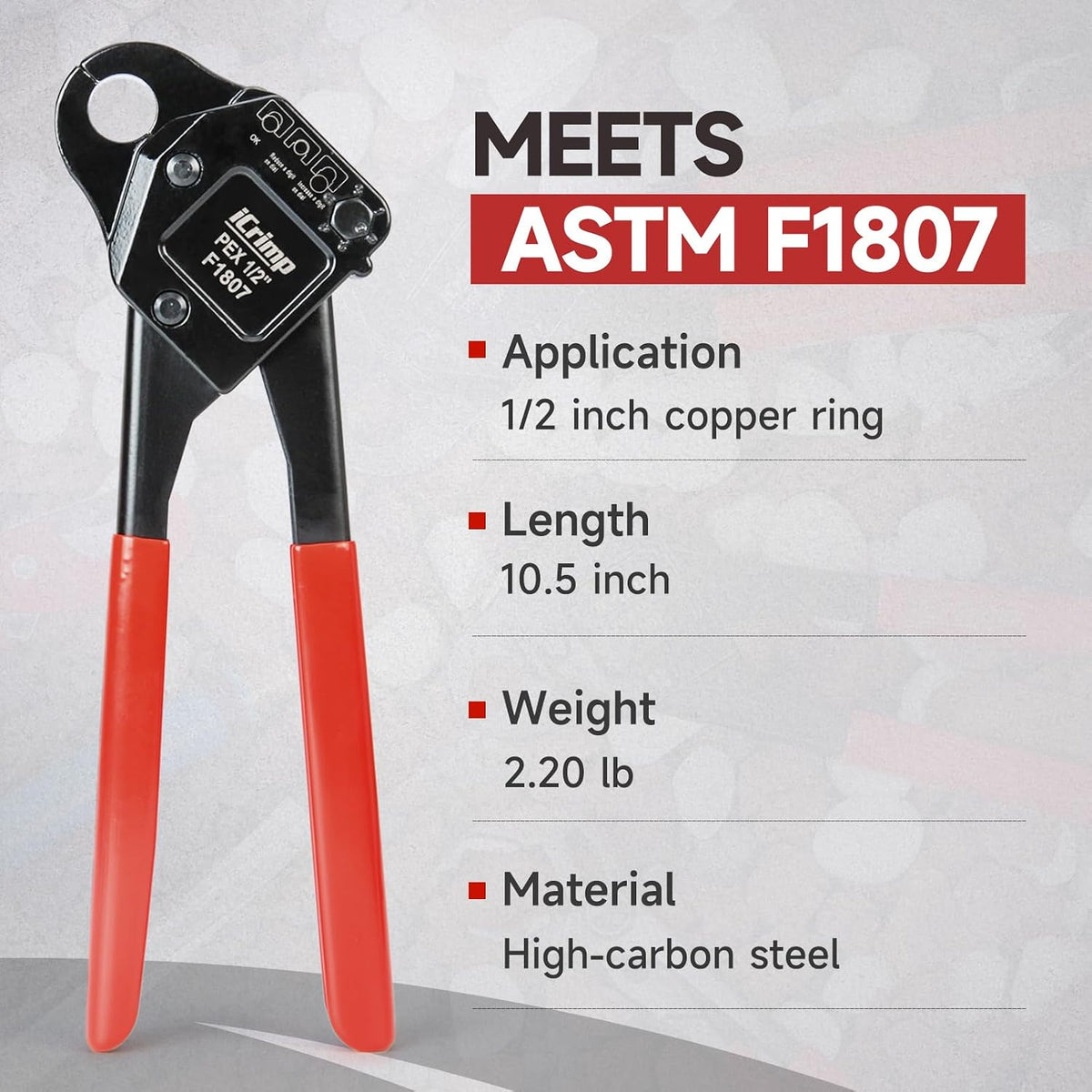 iCrimp Angle Head F1807 PEX Pipe Crimping Tool for 1/2-inch Copper Rings