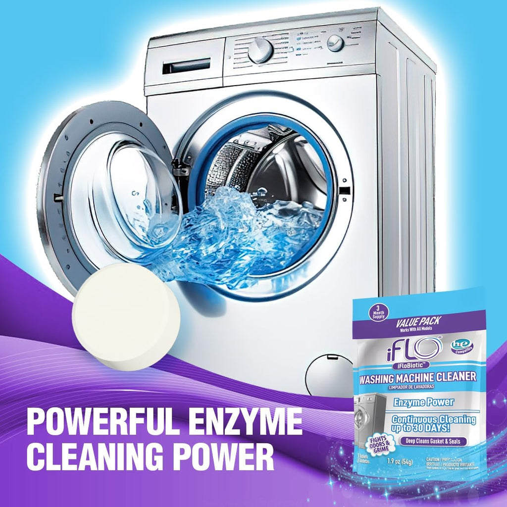 Washing Machine Cleaner Tablets with iFLObiotic, Fresh Scent (3 Pack)