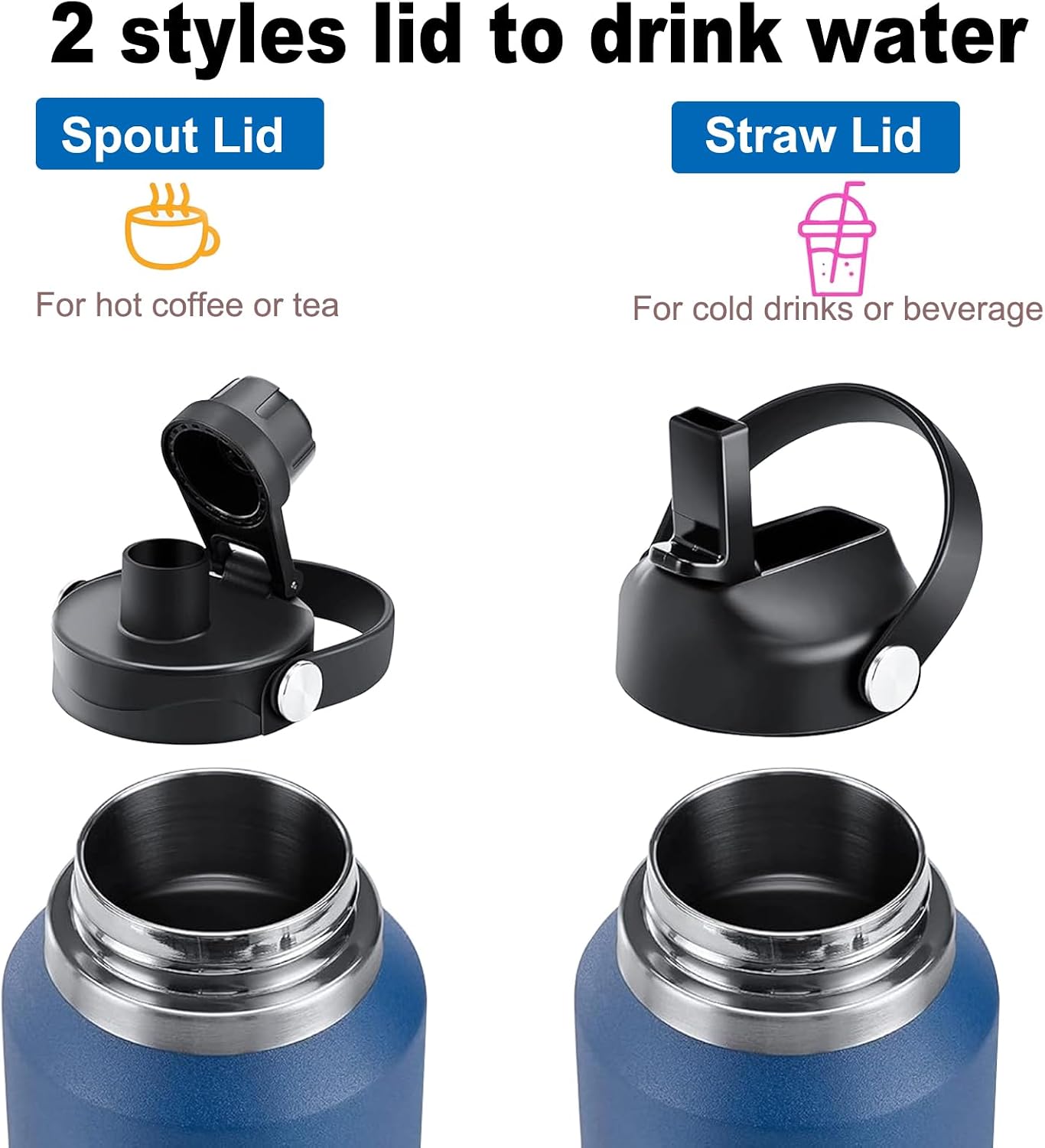 40oz Water Bottles Insulated with Straw,Leak Proof Water Bottles Fit in Car Cup Holder，Mens Water Bottle Stainless