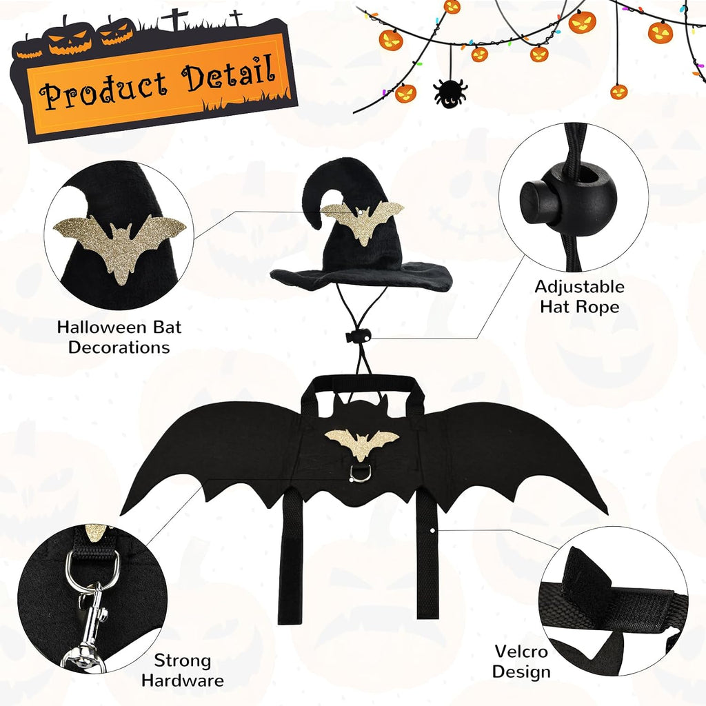Halloween Pet Costumes Cat Wizard Costume Dog Funny Wizard Clothes Cat Bat Wings Wizard Hat Cute Pumpkin Cloak