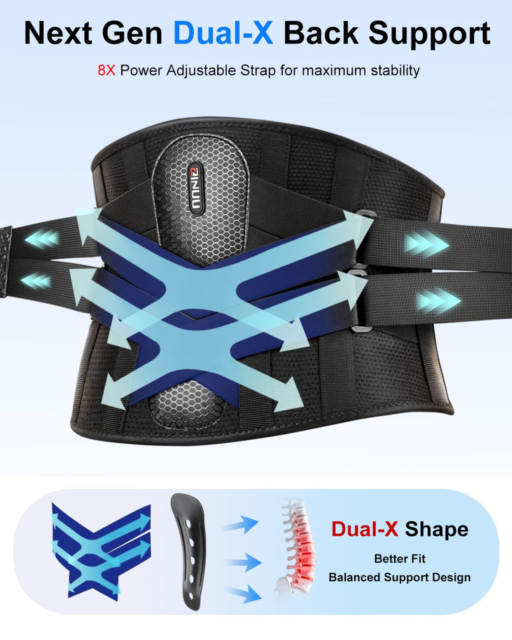 Back Brace for Women Men Lower Back Pain, Adjustable Lumbar Support Belt