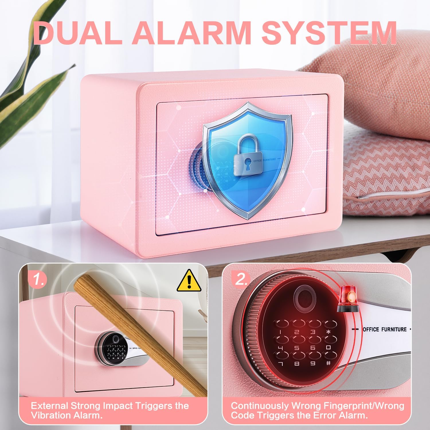 0.6 Cubic Feet Biometric Safe, Fingerprint Safe W/Fireproof Bag, Removable Shelf, Alarm System, Digital Electronic