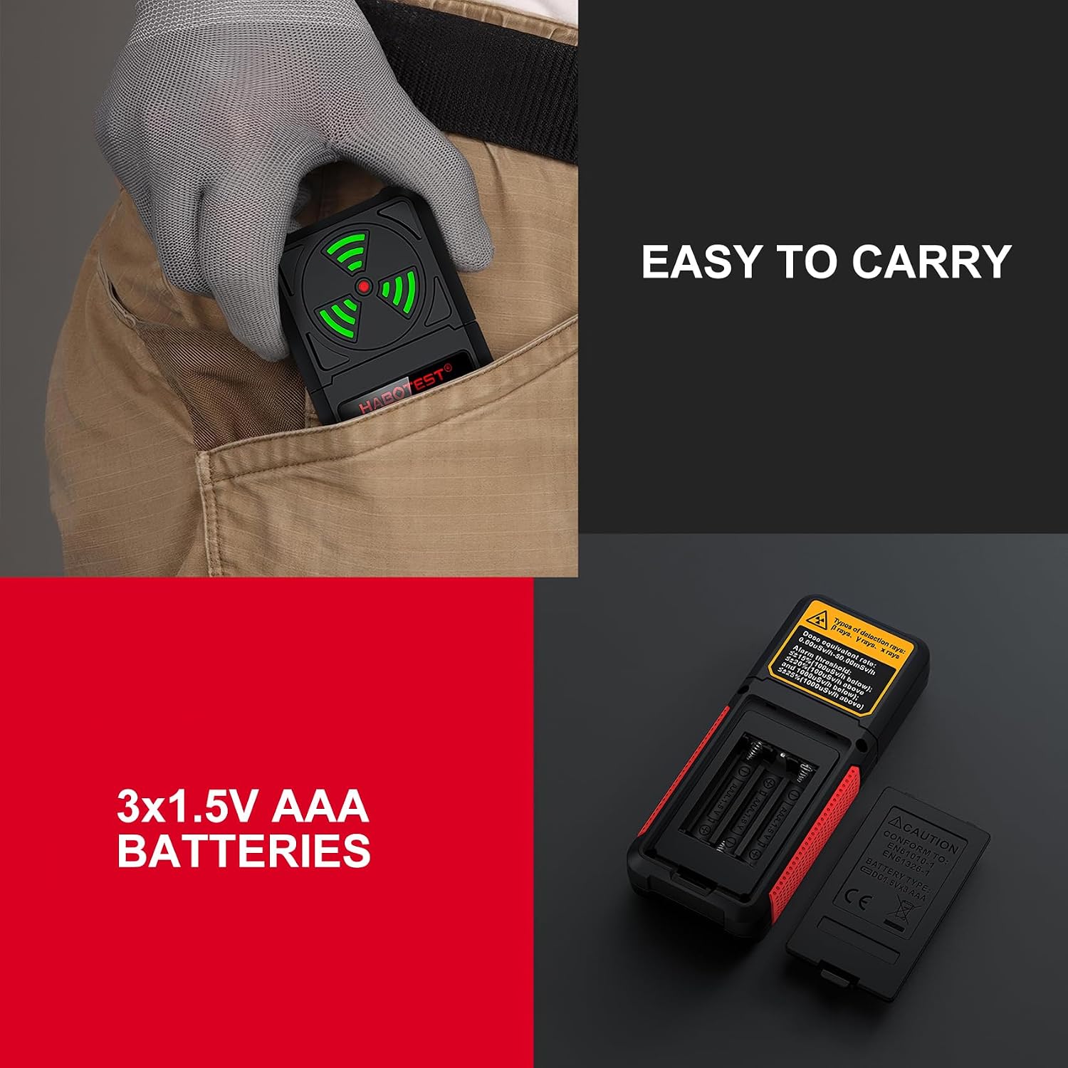 Geiger Counter Intendvision Nuclear Radiation Detector - Portable Radiation Dosimeter Tester Beta Gamma X-ray