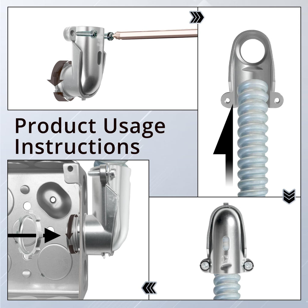 AIRTAK 10 PCS 90° Squeeze Connectors for 1 Inch Flexible Metallic Conduit