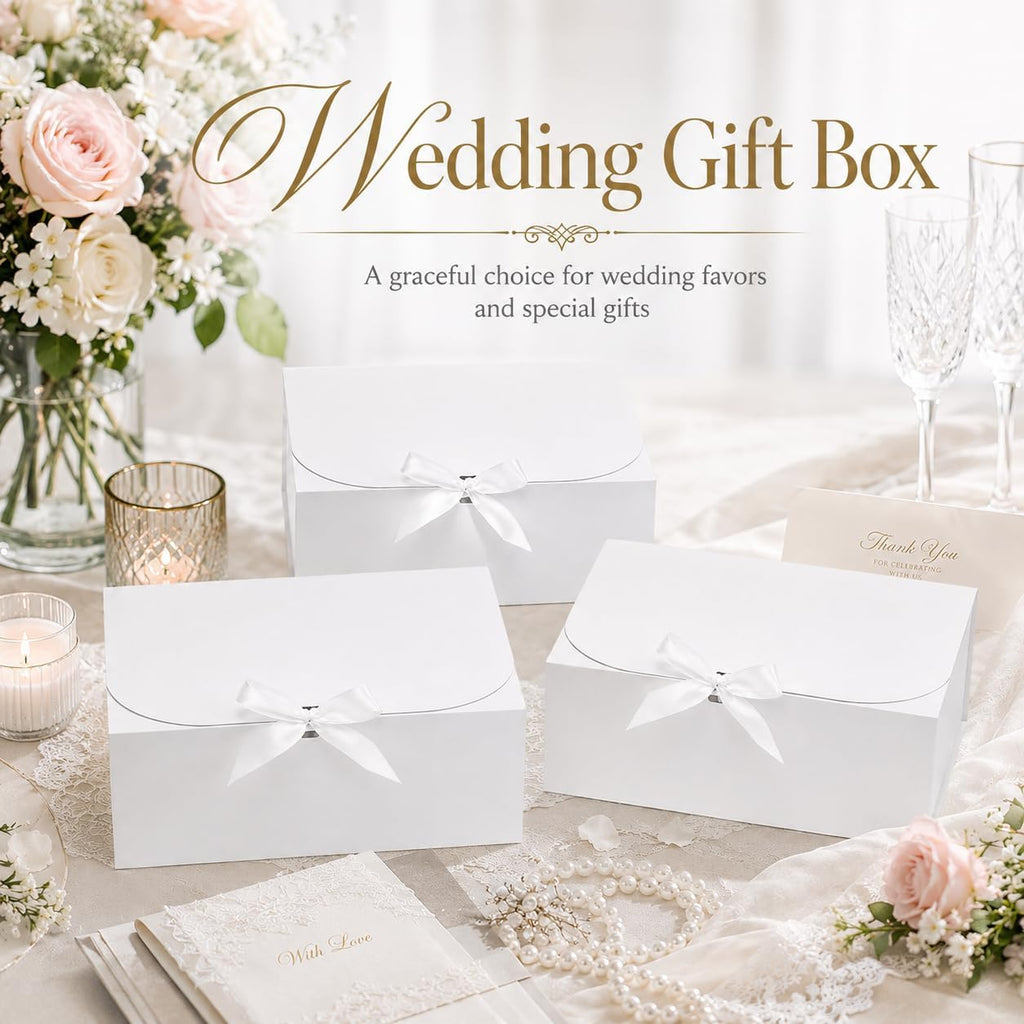 White Gift Boxes with Lids, Bridesmaid Proposal Box 12Pack