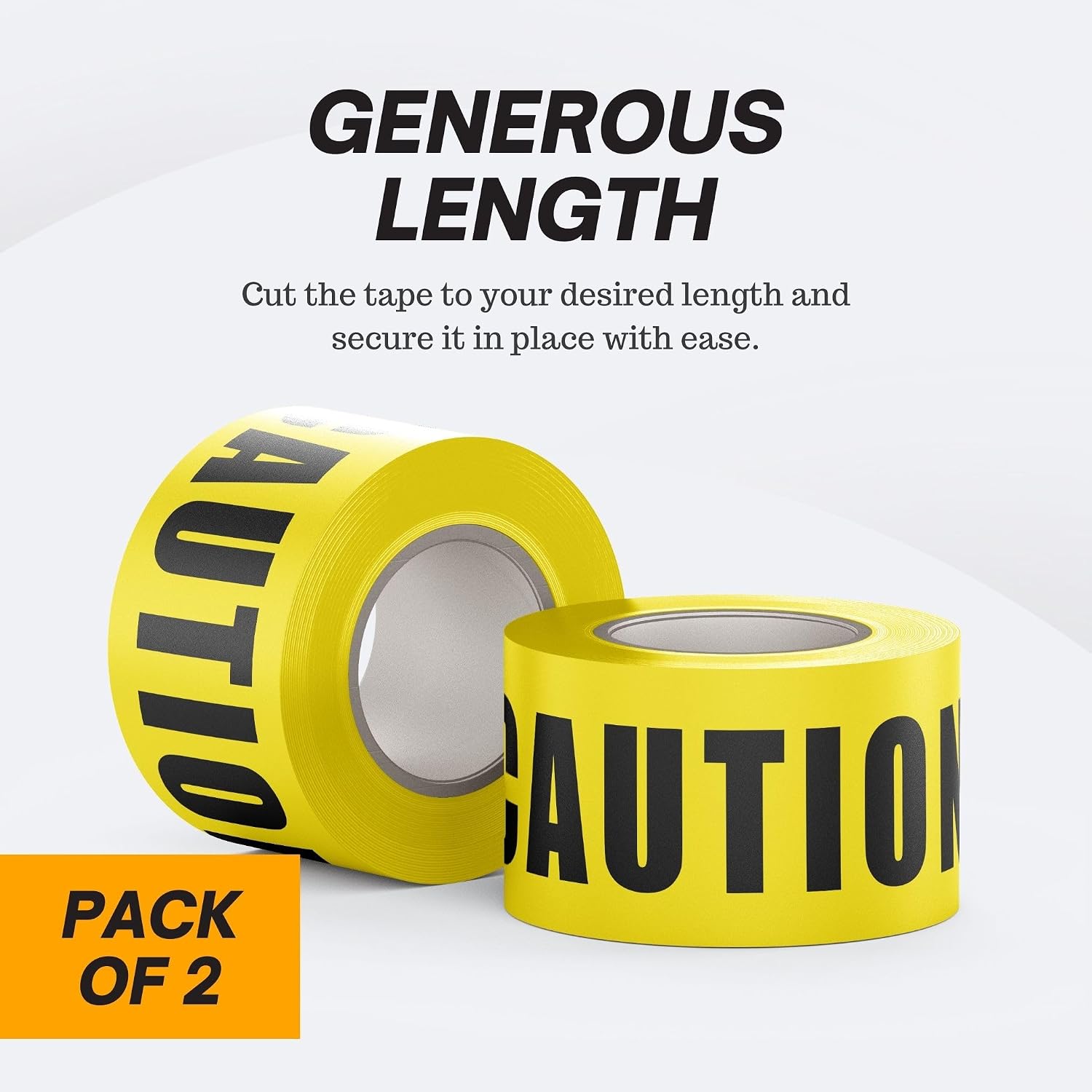 High-Visibility Yellow Barricade Caution Tape 2-Pack Safety Roll Set 3" x 1000Ft Tear-Resistant Non-Adhesive Strip
