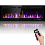 50" Electric Fireplace Wall Mounted and Recessed 750/1500w W/Remote Control