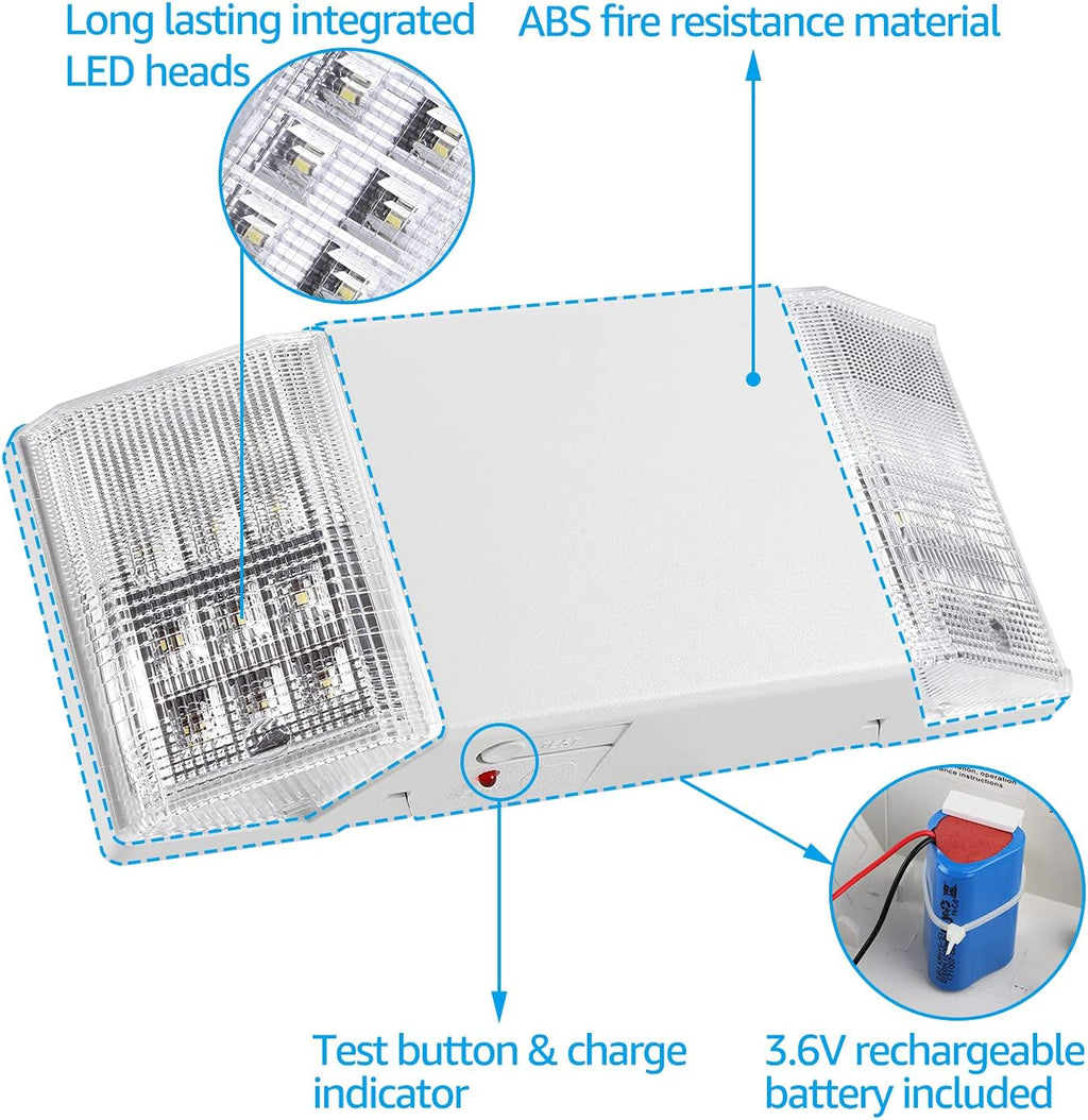 TORCHSTAR 2-Pack LED Emergency Lighting with Battery Backup White