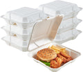 50 Pack Compostable Clamshell Take Out Food Containers, 8 inch