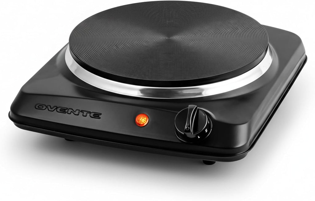 Electric Cast Iron Single Burner, 1000W Hot Plate, Black BGS101B
