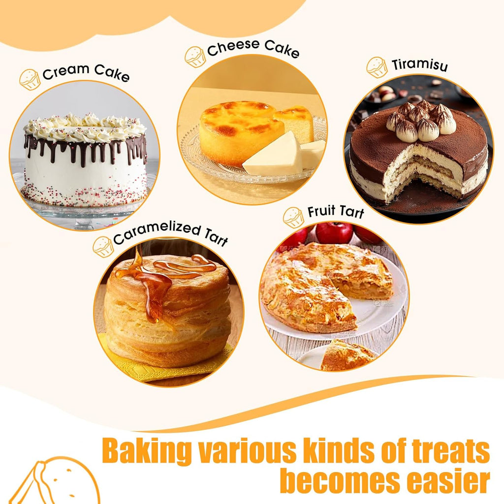 8" Round Cake Pan, 3PCS Nonstick Cake Pans with 100 PCS Parchment Paper, Carbon Steel Cake Baking Pans with Handle