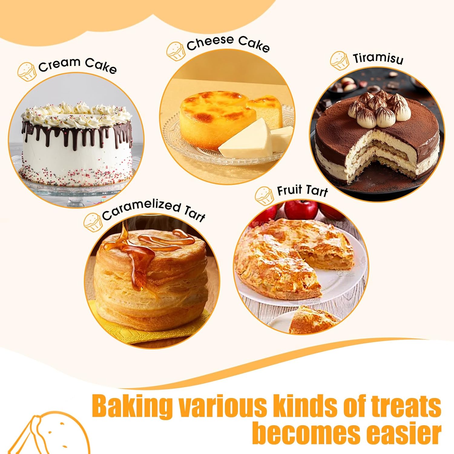 8" Round Cake Pan, 3PCS Nonstick Cake Pans with 100 PCS Parchment Paper, Carbon Steel Cake Baking Pans with Handle