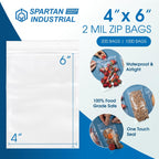 4” X 6” (1000 Count) 2 Mil Clear Reclosable Zip Plastic Poly Bags