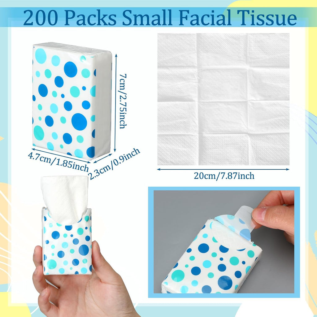 200 Pack Pocket Tissues Travel Packs Bulk Tissues, Dot
