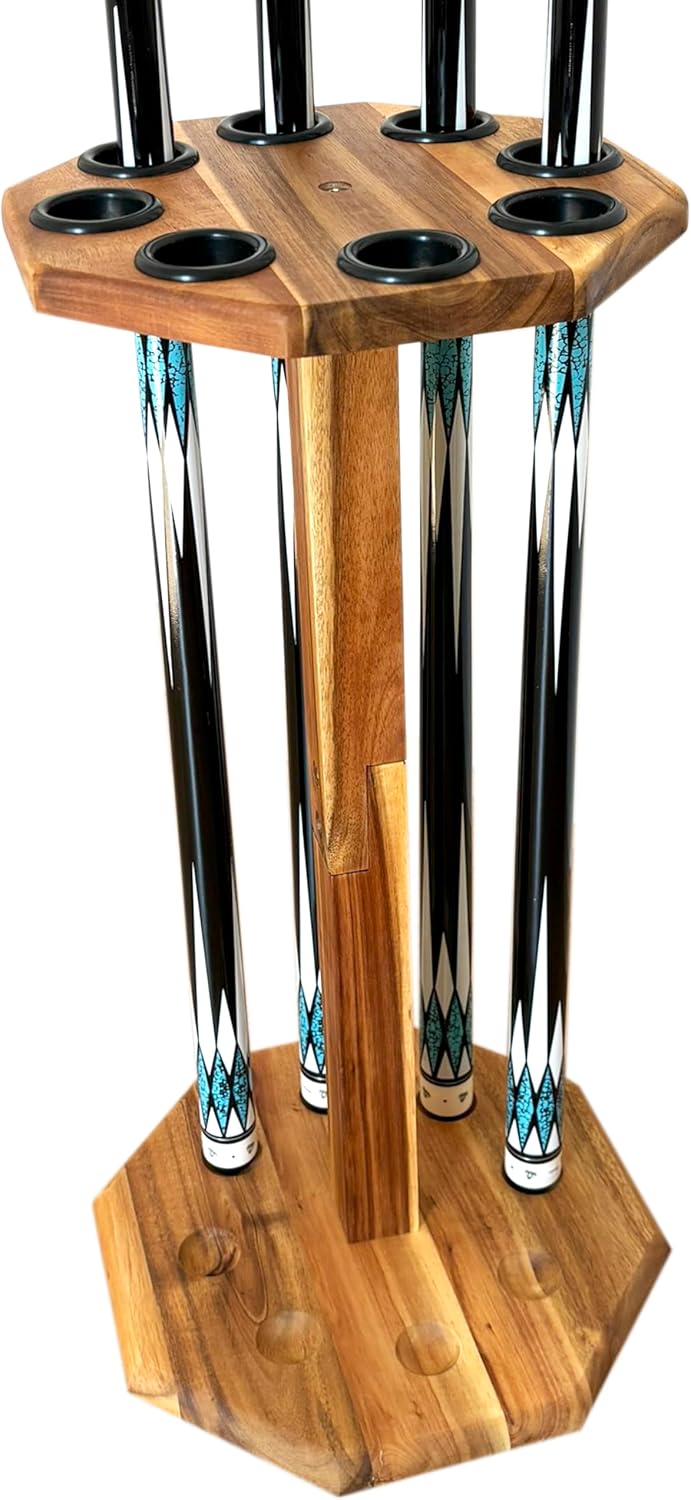 Freestanding Billiard Cue Rack, Pool Table Accessories Hold 8 Cues, Pool Cue Stick Holder, Wooden Floor Stand Pool
