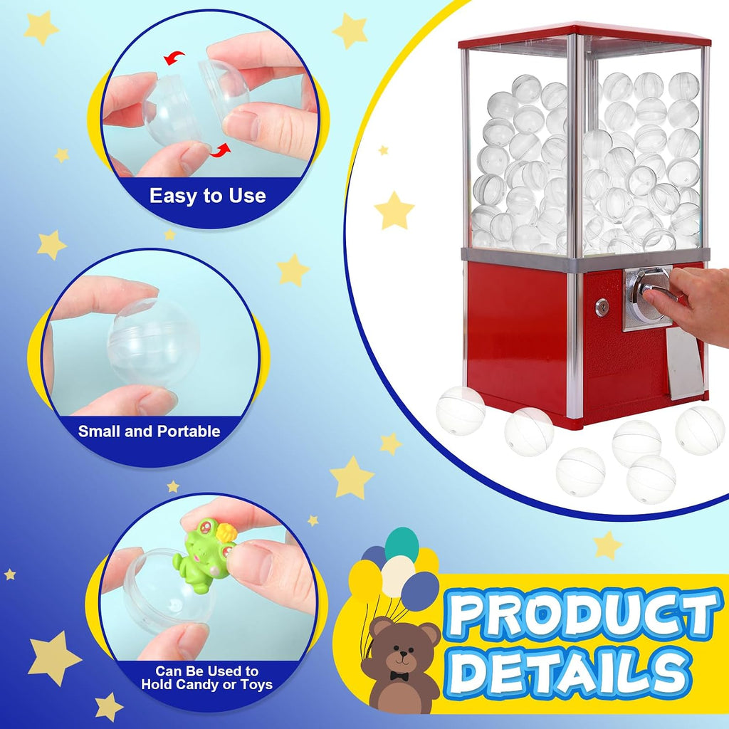 300 Pcs Gumball Machine Capsules Round Capsules 1.1" 1.25" Vending Machine Capsules Empty Clear Balls Toys Small