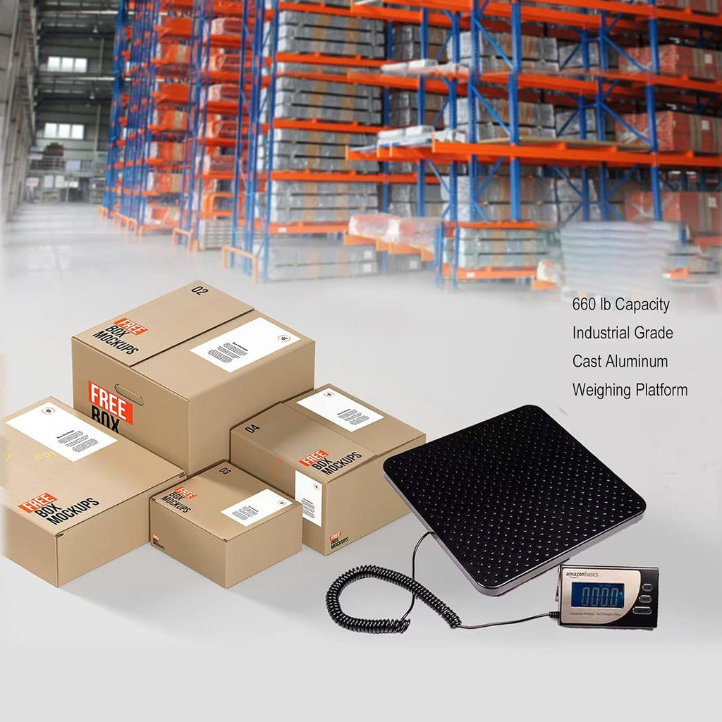 Digital Postal Scale with Tare Function, Heavy Duty, Aluminium Platform, 440 lb Capacity, Digital Shipping, Portable
