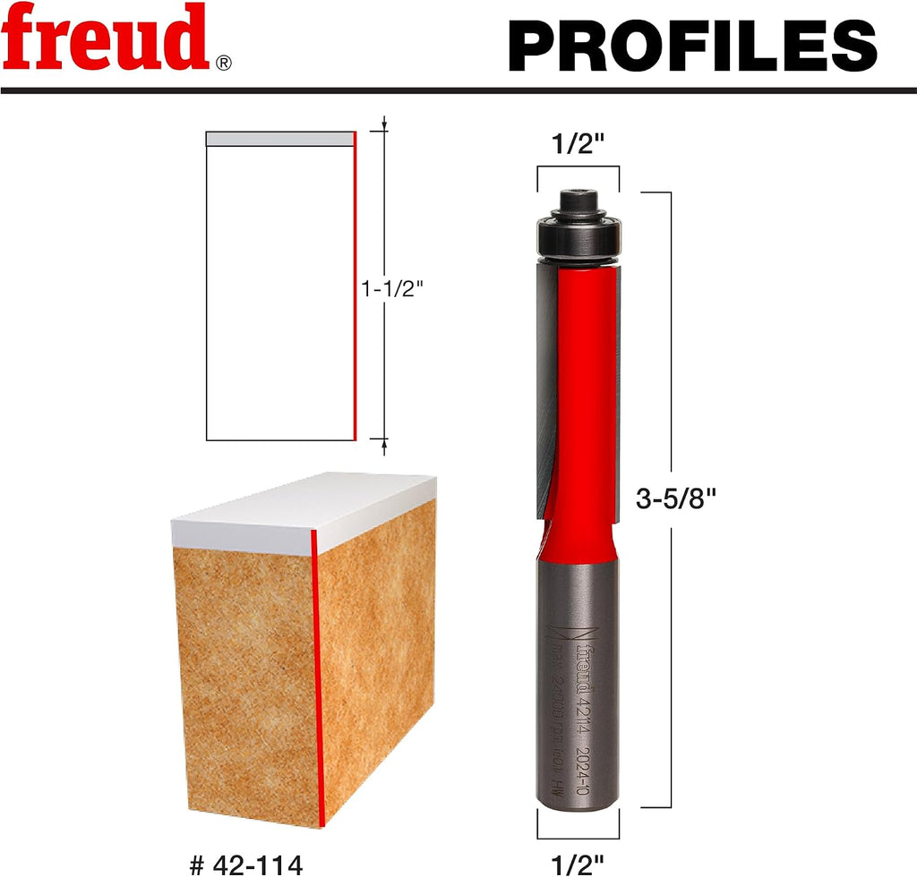 42-114: 1/2" (Dia.) Bearing Flush Trim Bit