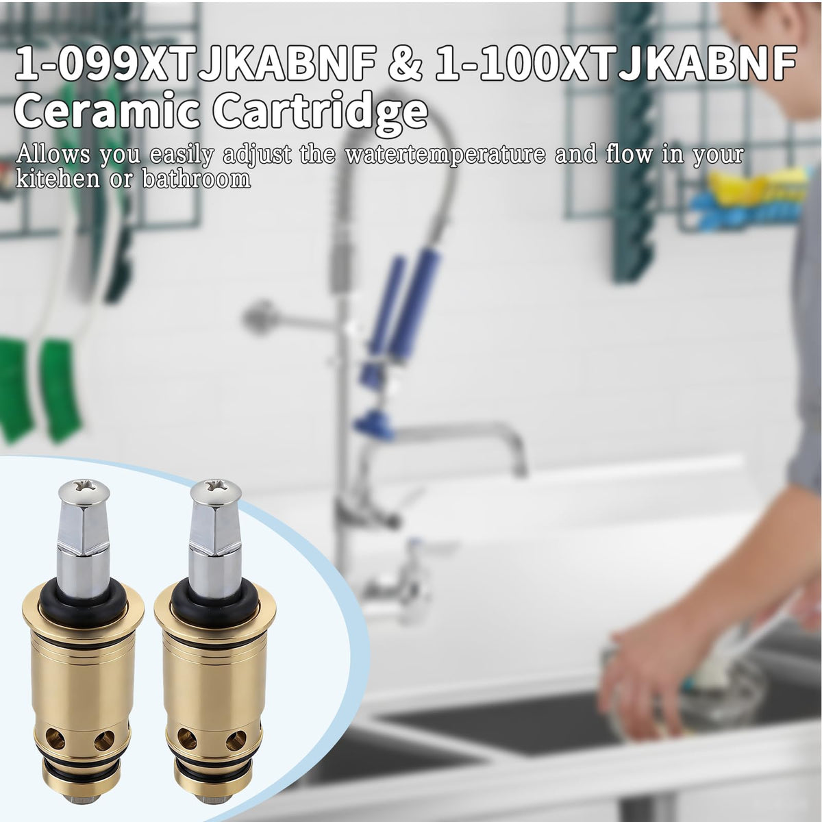 1-099XTJKABNF & 1-100XTJKABNF Quaturn Compression Cold & Hot Cartridge Kit Compatible with Chicago Faucets