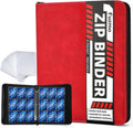 9 Pocket Trading Card Binder, 900 Cards Zip Album, Red | 50 Pcs Double Sided Sleeves, 3 Rings, Card Collection for