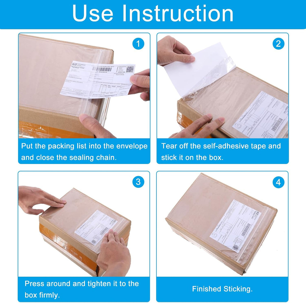 4.5x5.5" Clear Packing List Envelope, 50 Pack Plastic Waterproof Self-Adhesive Side Loading Mailing Invoice Label