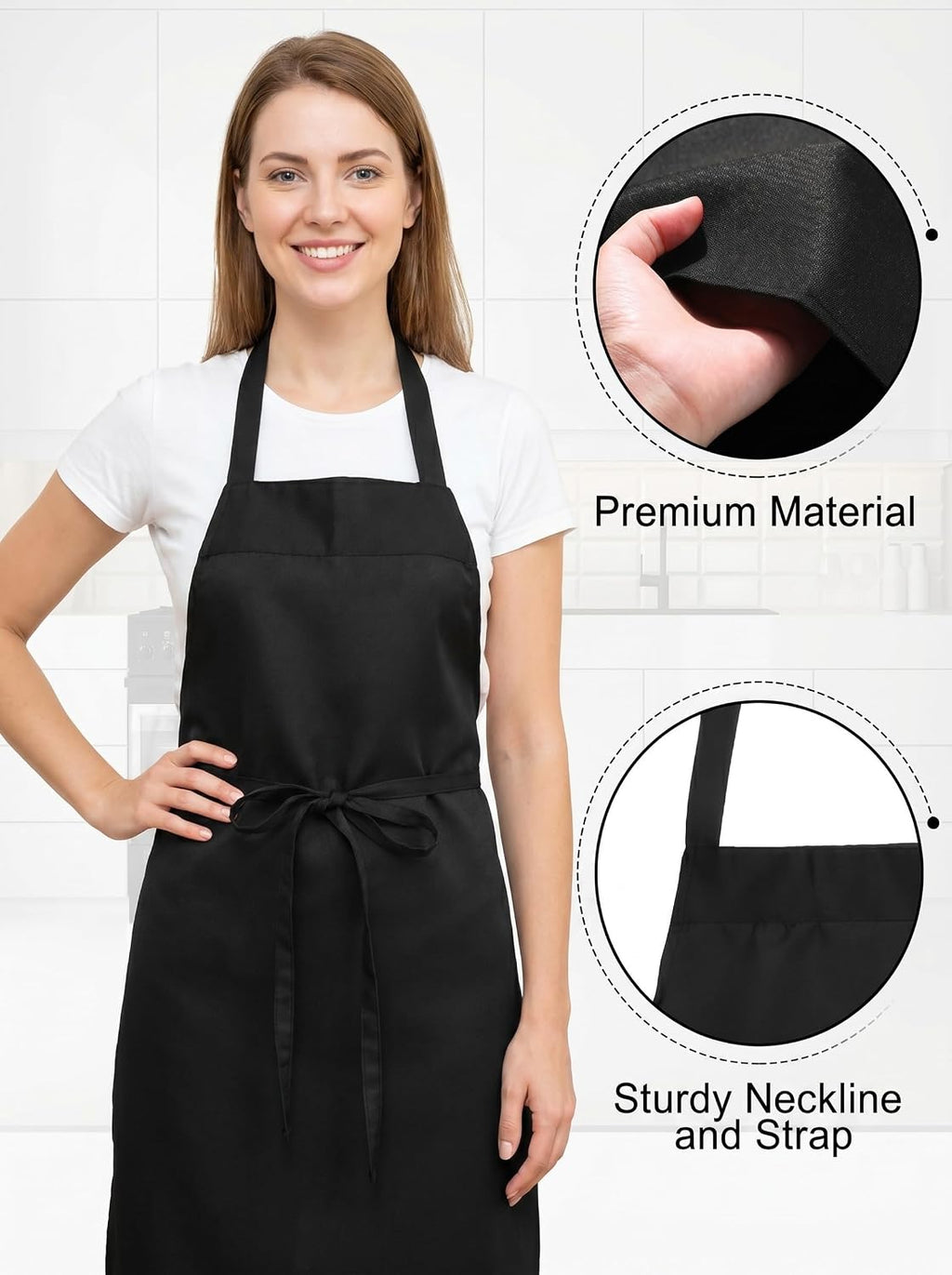 36 Pack Bib Aprons Bulk Plain Aprons, Black