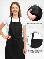 36 Pack Bib Aprons Bulk Plain Aprons, Black