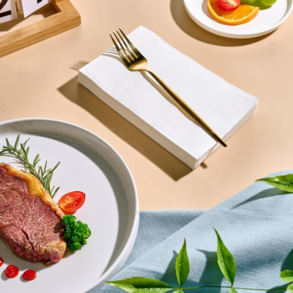 400 White Disposable 3-Ply Paper Dinner Napkins, Guest Hand Towels