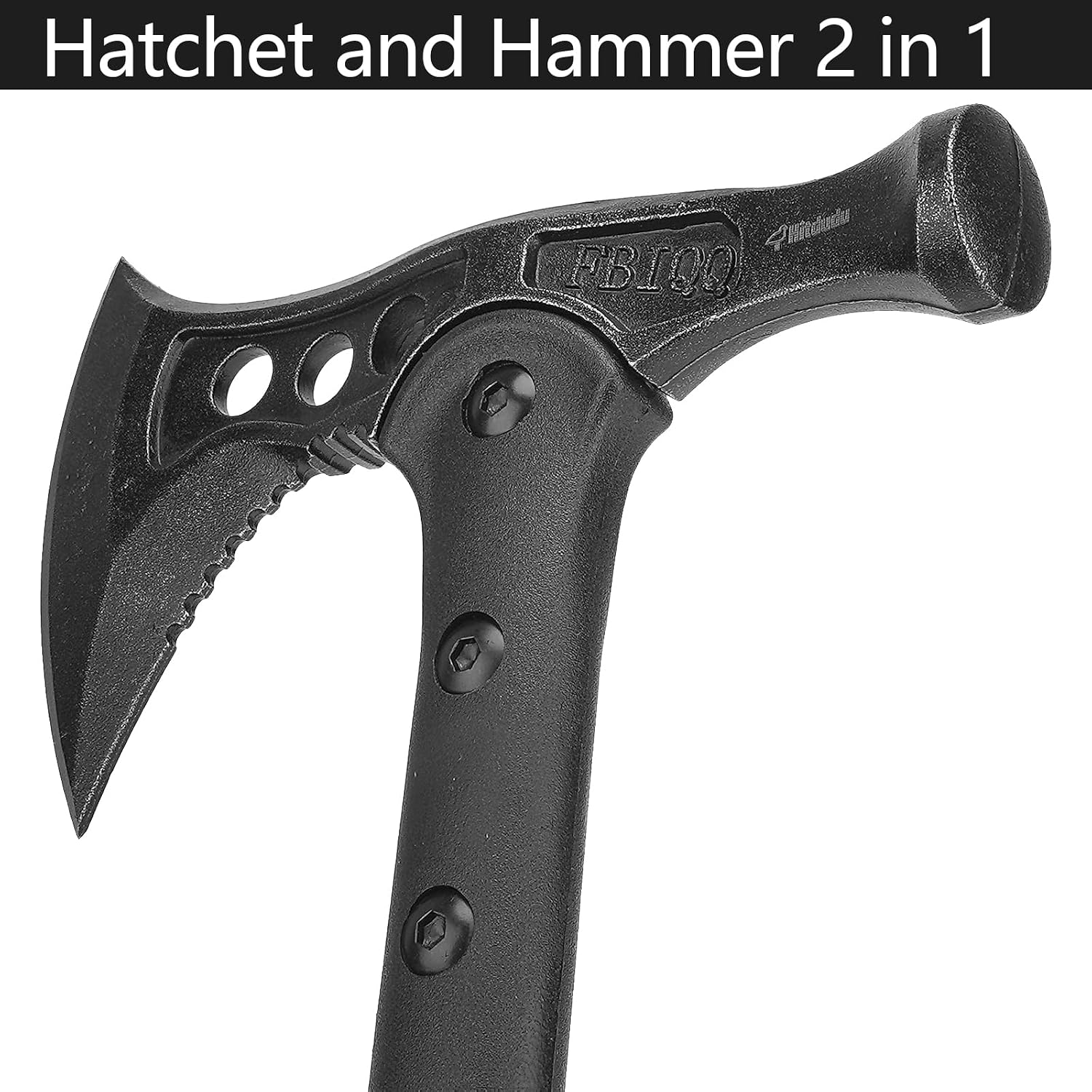 Camping Axe, Survival Chopping Hatchet with Sheath, Tactical Tomahawk with Hammer, Nylon Fiber Handle for Outdoor