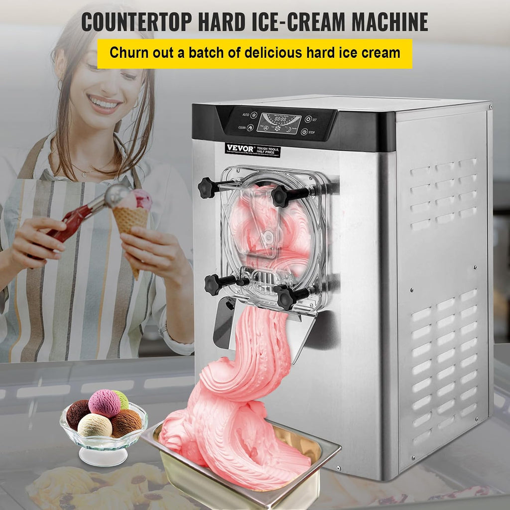 Commercial Ice Cream Machine 1400W 20/5.3 Gph Hard Serve Ice Cream Maker with LED Display Screen Auto Shut-Off Timer