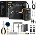 Flat Tire Repair Kit with Air Compressor, Professional Tire Plug Kit | 120PSI Portable Air Pump with Auto-Stop & LED