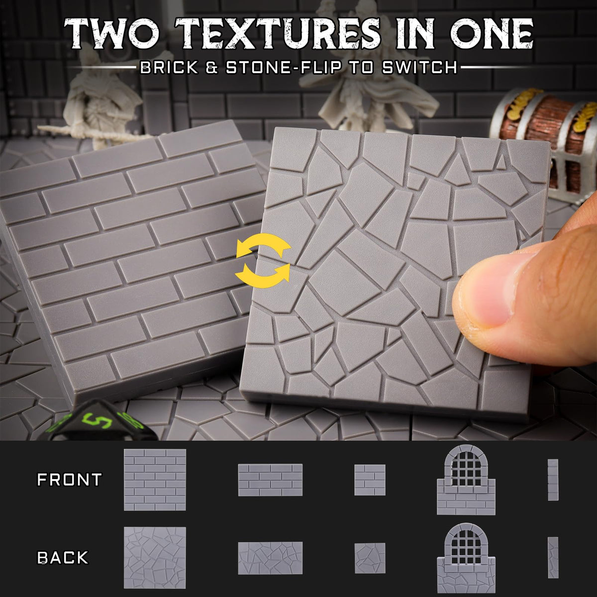 Magnetic Dungeon Tiles, 58 PCS Modular Terrain Set for RPGs, Basic Set