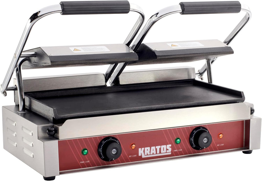 Commercial Electric Panini Sandwich Grill with Smooth Plates