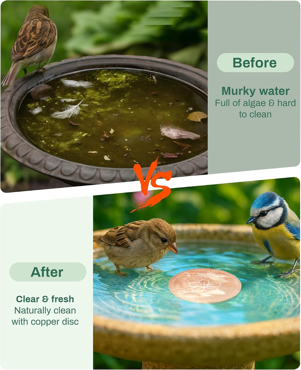 Bird Bath Purification Disk Pure Copper Outside Winter Solar Power Birdbath Wild Hummingbird Pedestal Fountain