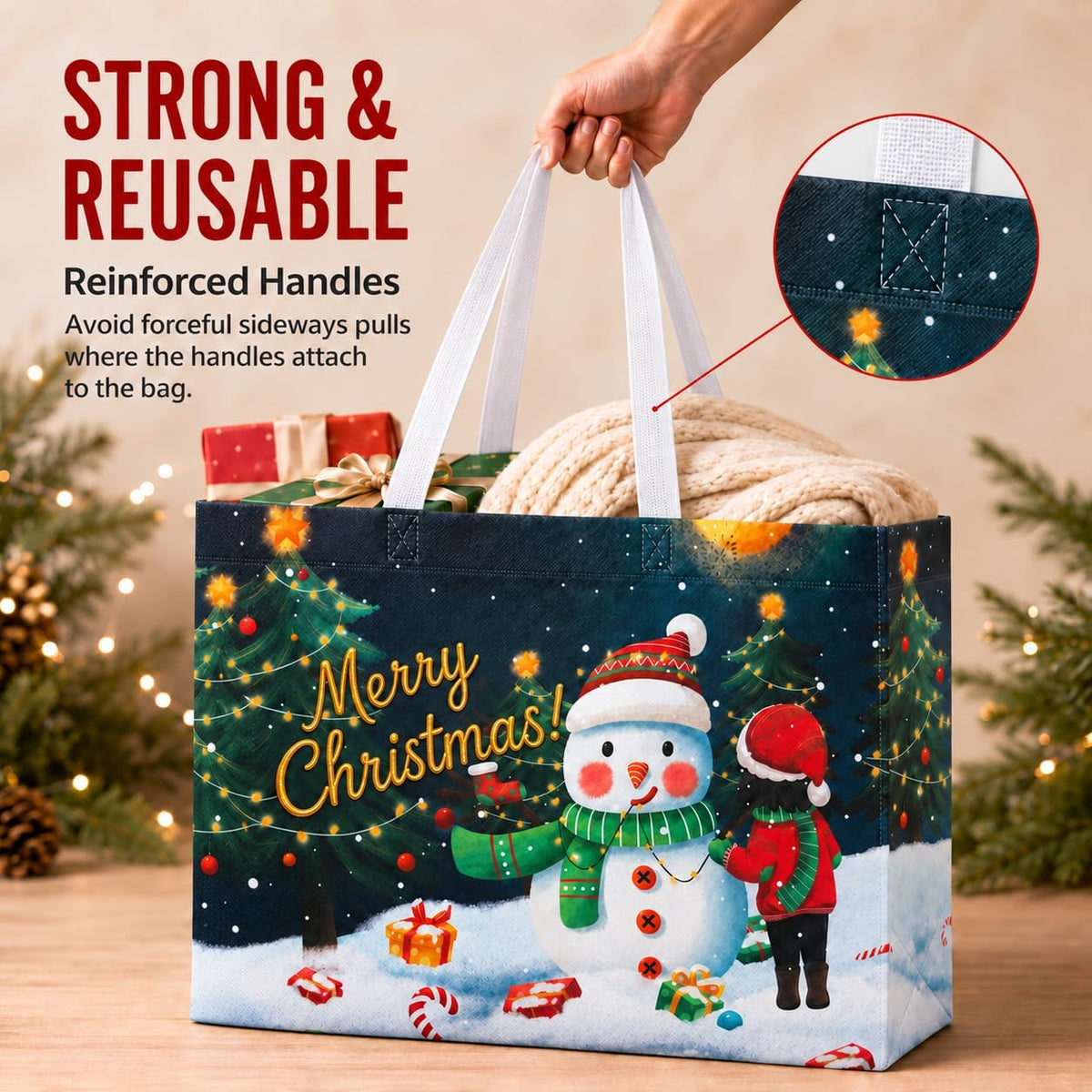 24 Pack Christmas Gift Bags Assorted Sizes Bulk with Handles