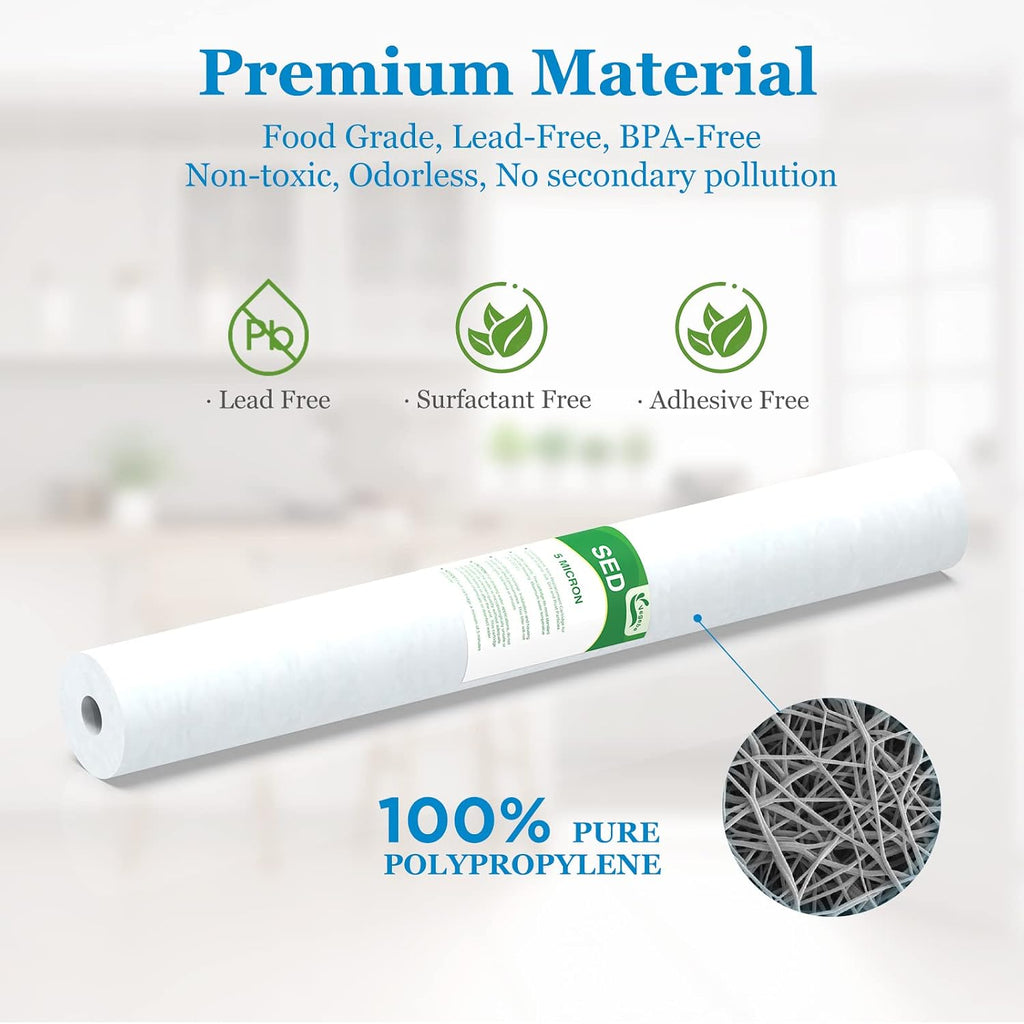 5 Micron Water Filter 20" x 2.5" Replacement Cartridge, 6-Pack