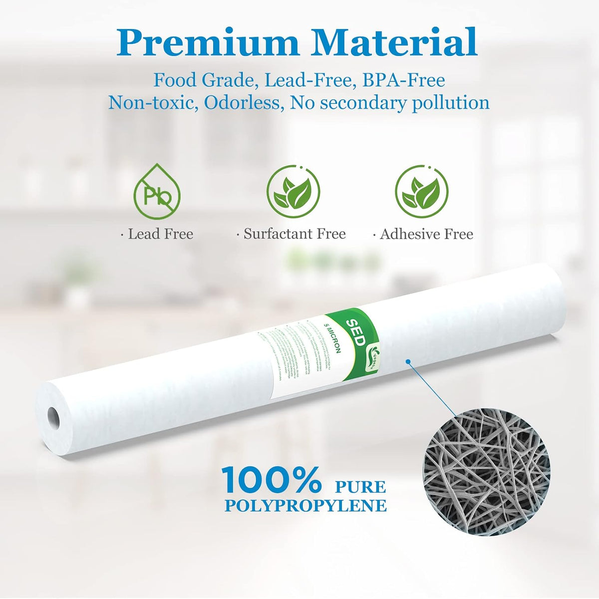 5 Micron Water Filter 20" x 2.5" Replacement Cartridge, 6-Pack