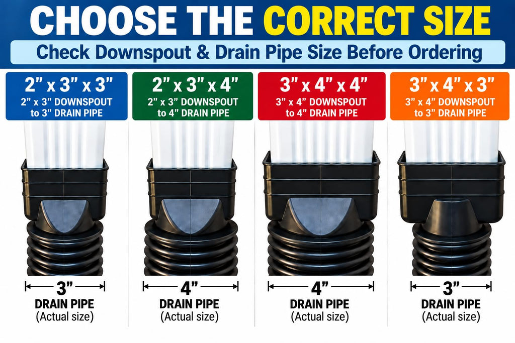 K-TEC 2"x3" Downspout to 3" Round Drain Pipe Adapter – 2x3x3, Black