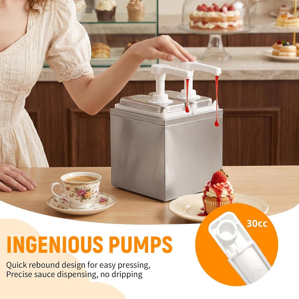 2L Sauce Dispenser Pump, Leak-Proof Condiment Pump Station
