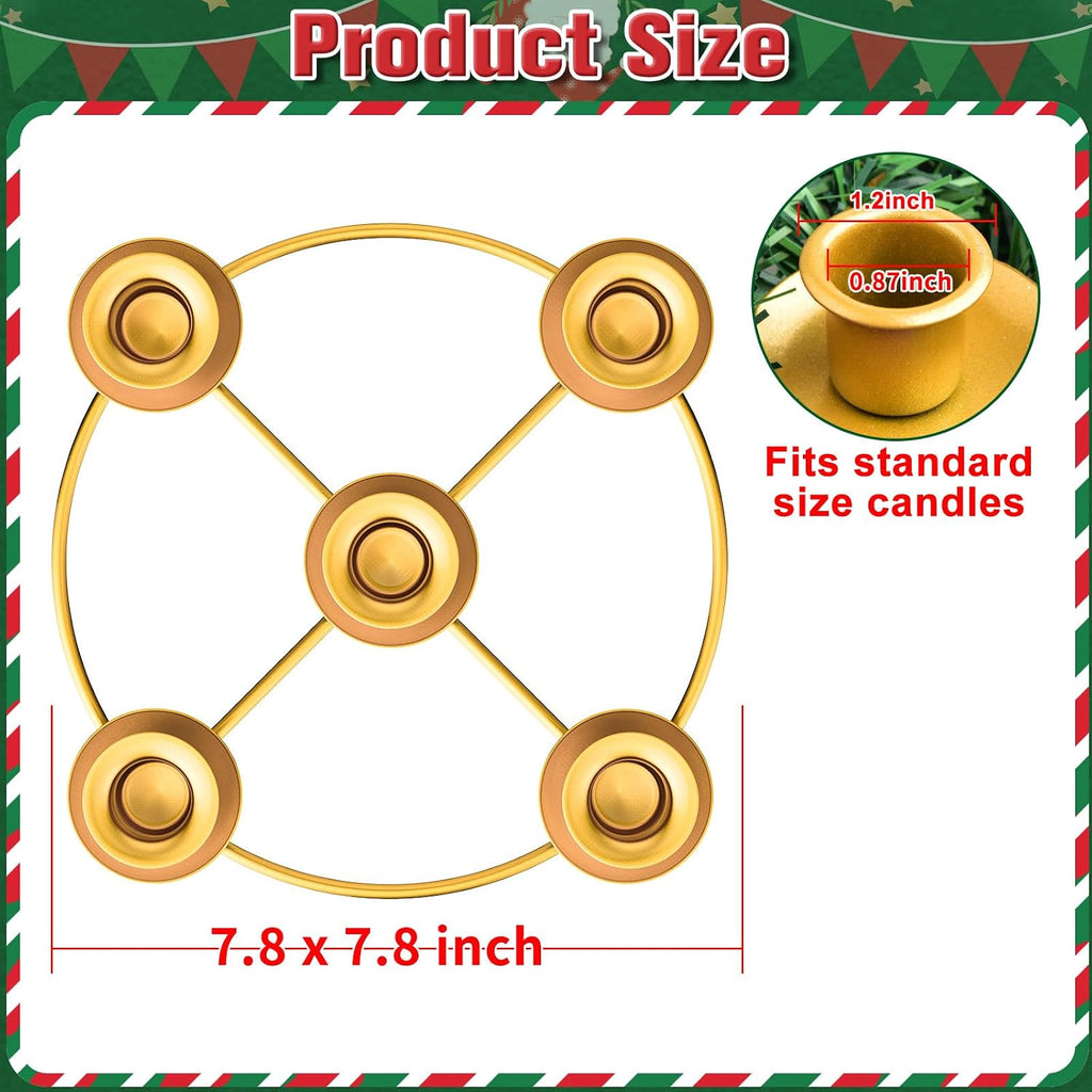 Advent Wreath 5 Candle Holder, Christmas Candle Rings Candle Holder for Tapered Advent Candles, Advent Wreath Ring