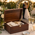 Larger Wooden Memory Wedding Keepsake Boxes With Hinged Lids - Decorative Storage Box With a Hinge Lids For Letter