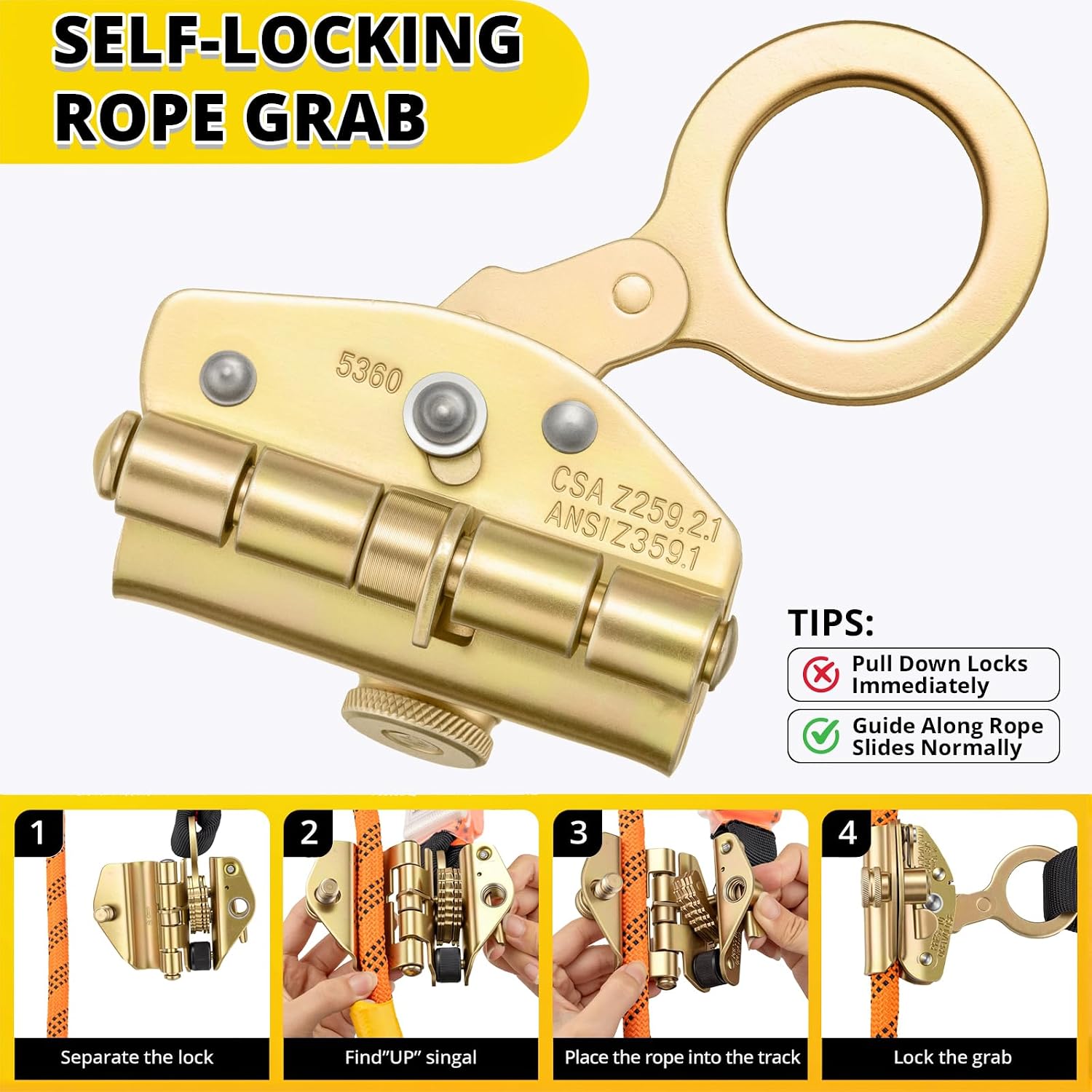 TRSMIMA Roofing Fall Protection Rope - 100ft Safety Rope for Roofing | Fall Protection Rope Heavy Duty Harness Safety